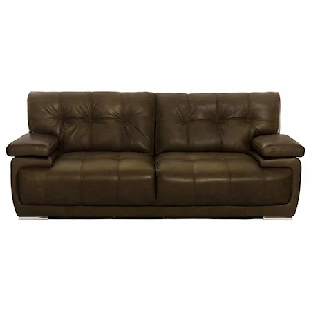 Contemporary Leather Sofa with Tufted Back